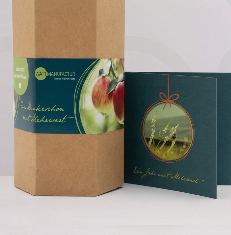 Werbegeschenk Apfelbaum Firma Wattmanufactur